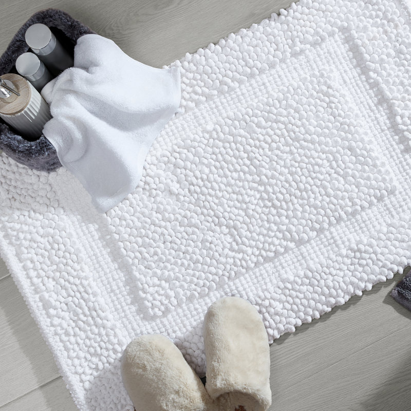 Payten Classic Cotton Bath Mat, Single - 17"W x 24"L, White