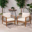 Chaises club d'extérieur (ensemble de 2), structure en bois d'acacia avec dossier en corde, coussins beiges hydrofuges pour patio / cour arrière / terrasse-129910343
