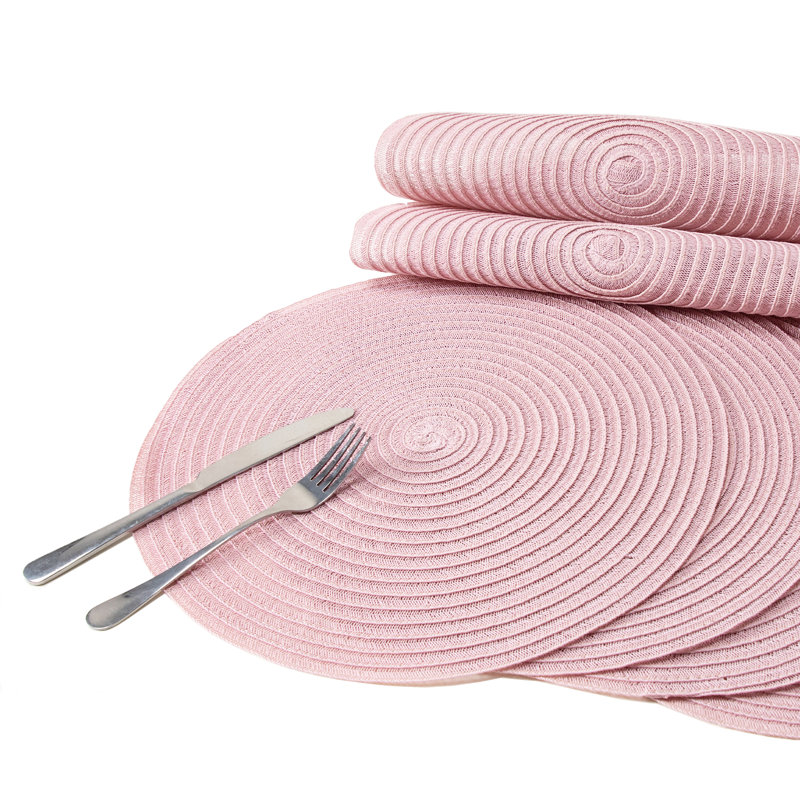 Ensemble de 4 napperons tressés rose, Rose