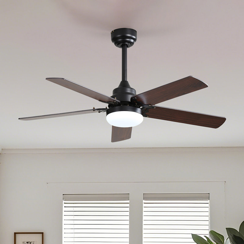 Felicitas 42'' Ceiling Fan with LED Lights, Matte Black, Dark Wood/Rough Pine