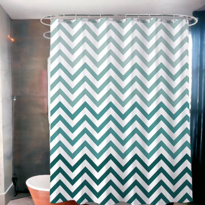 Chevron Shower Curtain with Hooks Included