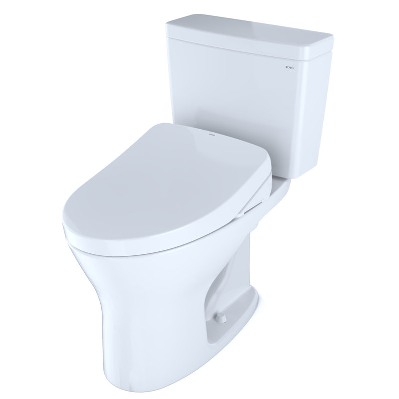 Drake® 1G® Washlet®+ Two-Piece Elongated Dual Flush 1.0 and 0.8 GPF Dynamax Tornado Flush® Toilet With S500e Bidet Seat, Wax Ring, and Toilet Mounting Bolts