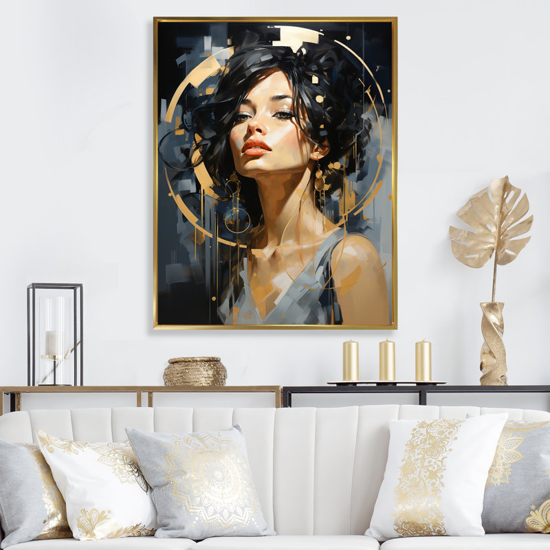 Ballroom Woman III - art mural tendance, Cadre doré simple, H 40 po x l 30 po x P 1,5 po