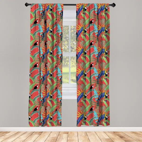 Toucan Semi-Sheer Rod Pocket Curtain Panels, 28" x 63"