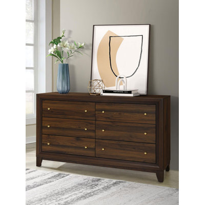 6-Drawer Dresser Cabinet Walnut