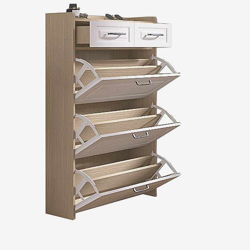 Shoe cabinet with 3 doors 2 drawers, large space for storage