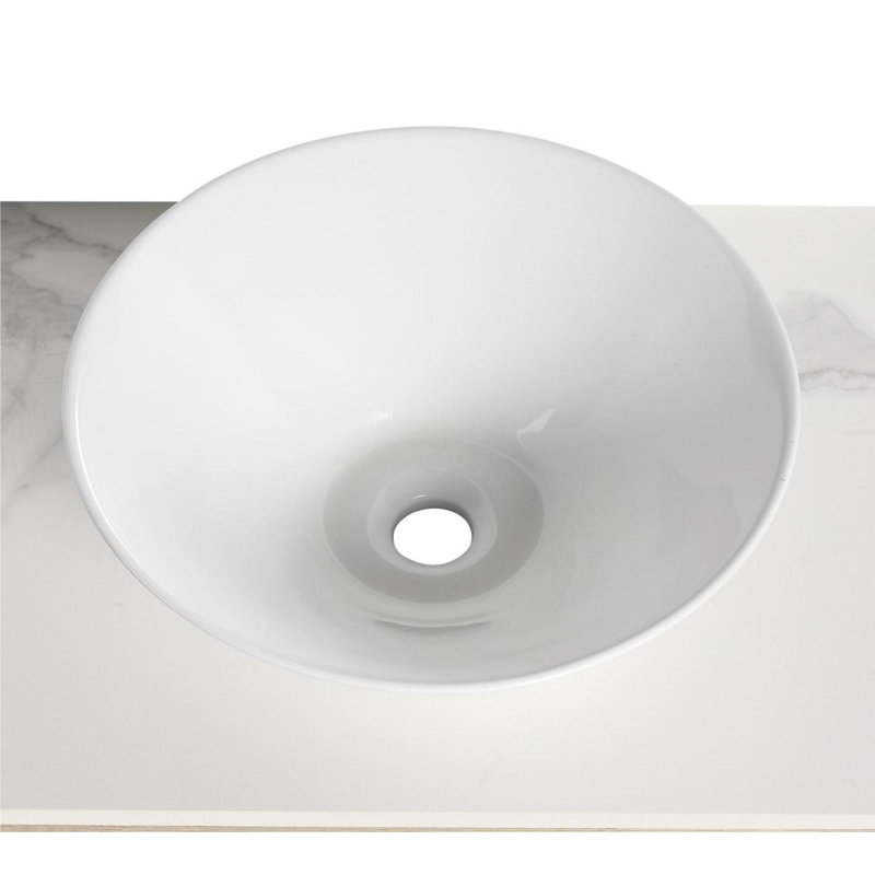 Lavabo vasque rond en céramique blanc brillant Roomfitter
