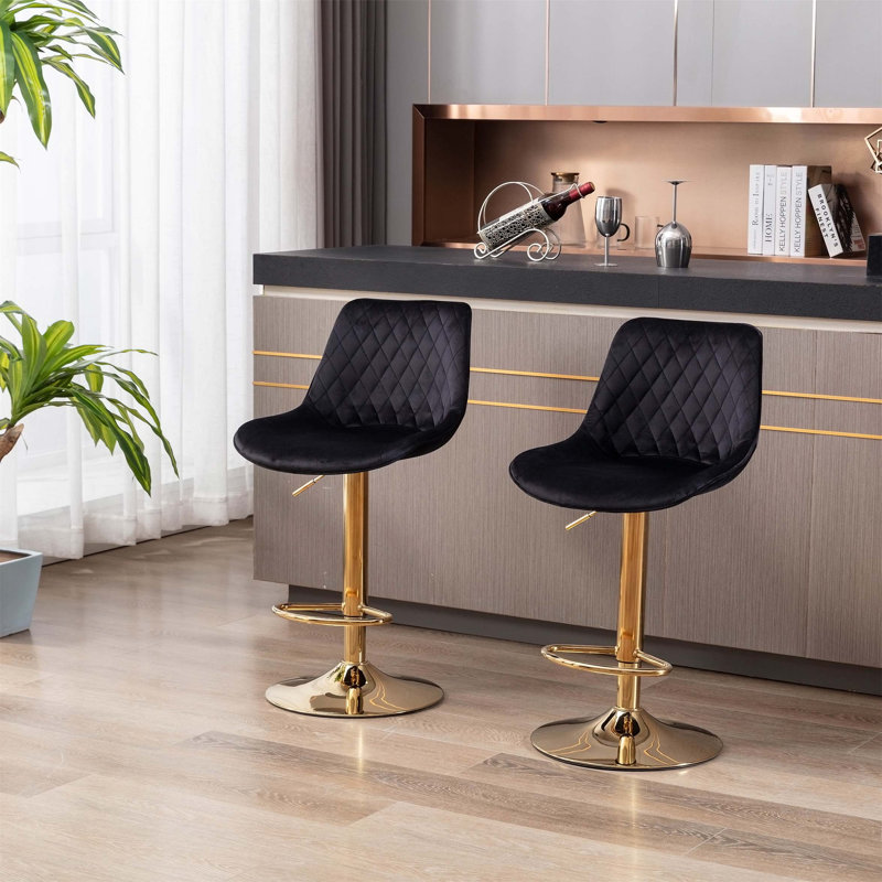 Tabouret de bar rotatif à hauteur ajustable avec structure en métal Ilarian