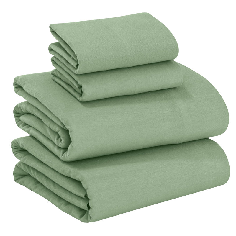 Draps en flanelle RUVANTI 100 % coton, format California King - Ensemble de literie 4 pièces, chaud, doux et respirant, à poches profondes, double brossé, confortable en toutes saisons, coloris Loden Frost