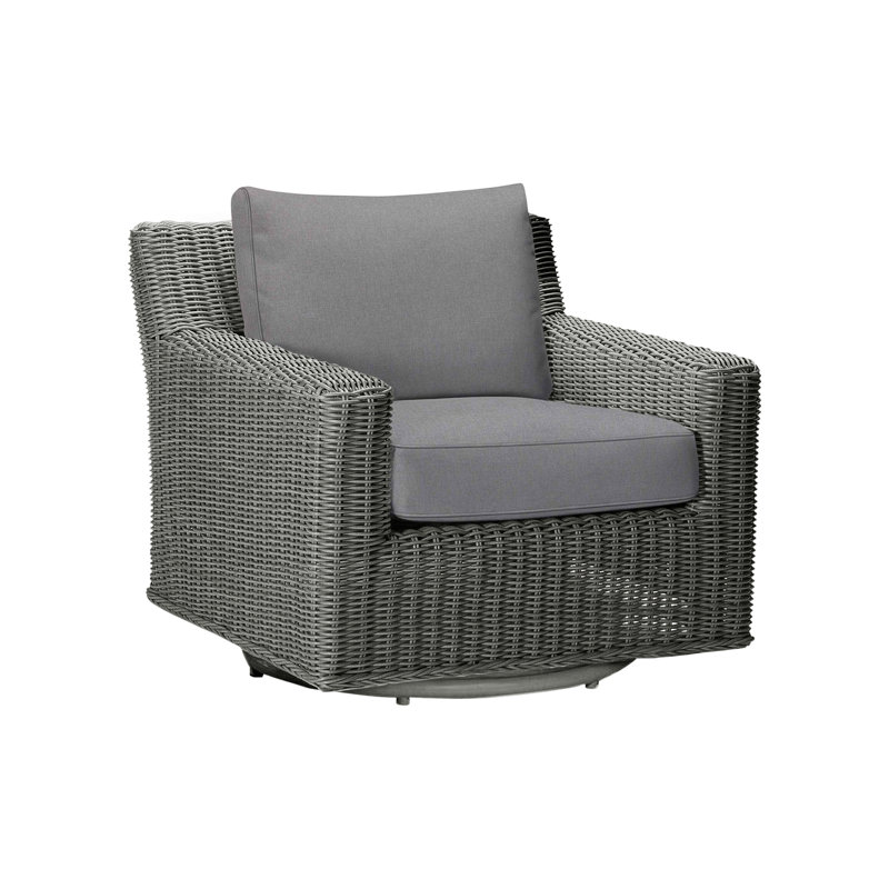 Rustic Swivel Patio Chair with Cushions, Verona Mist, Slate Gray, Welt