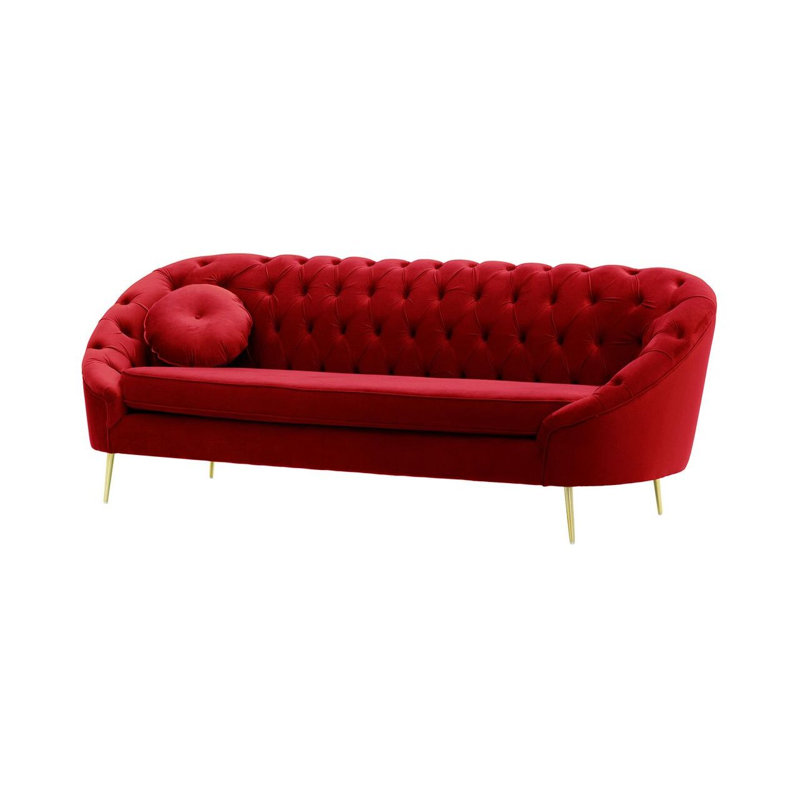 Avianah 3 Seater Velvet Sofa, Red