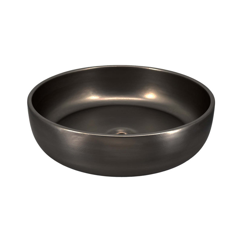 Bliss Ceramic Round Drop-In Bathroom Sink, Gunmetal