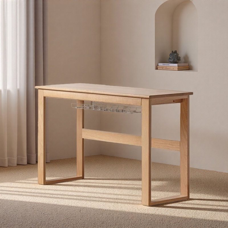 Bureau d'écriture en bois de chêne brun clair de qualité, H 29,52 po x l 55,11 po x P 15,74 po