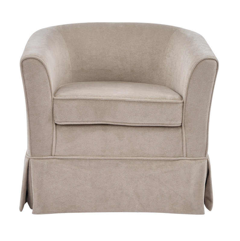Fauteuil demi-tonneau pivotant en velours beige moderne - base à jupe, coussin moelleux, fauteuil d'appoint de salon