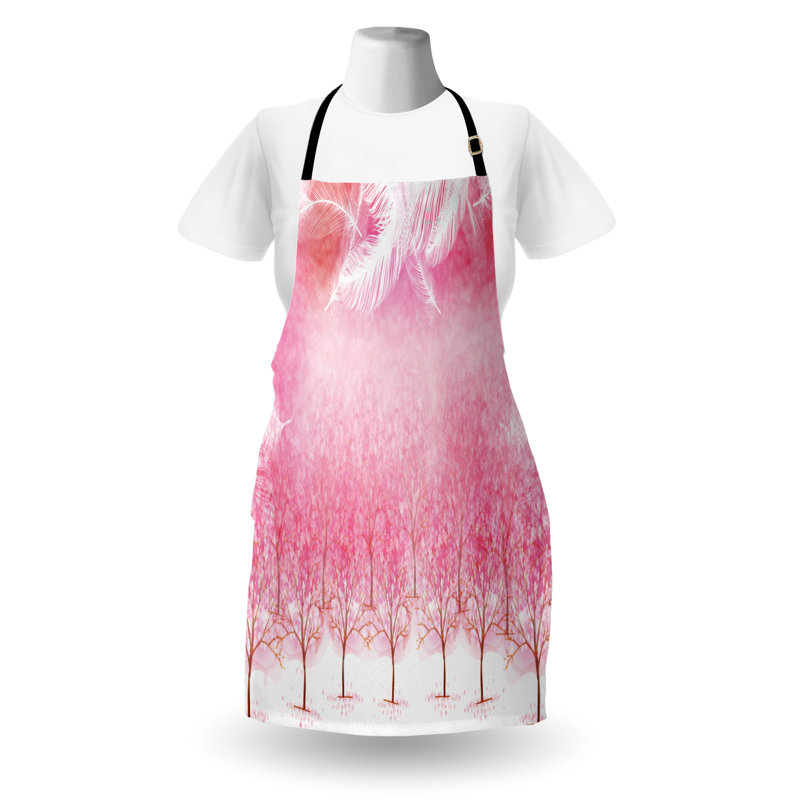 Tablier rose East Urban Home unisexe, plumes de cerisier, taille adulte, rose pâle / blanc