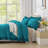Andency Oversized King Ruffle Comforter Set 120x120, 3 Pieces Turquoise Lightweight Fluffy Super King Bedding Set, Shabby Chic Famhouse All Season Bed Set for Girls Women-124610452-124610434