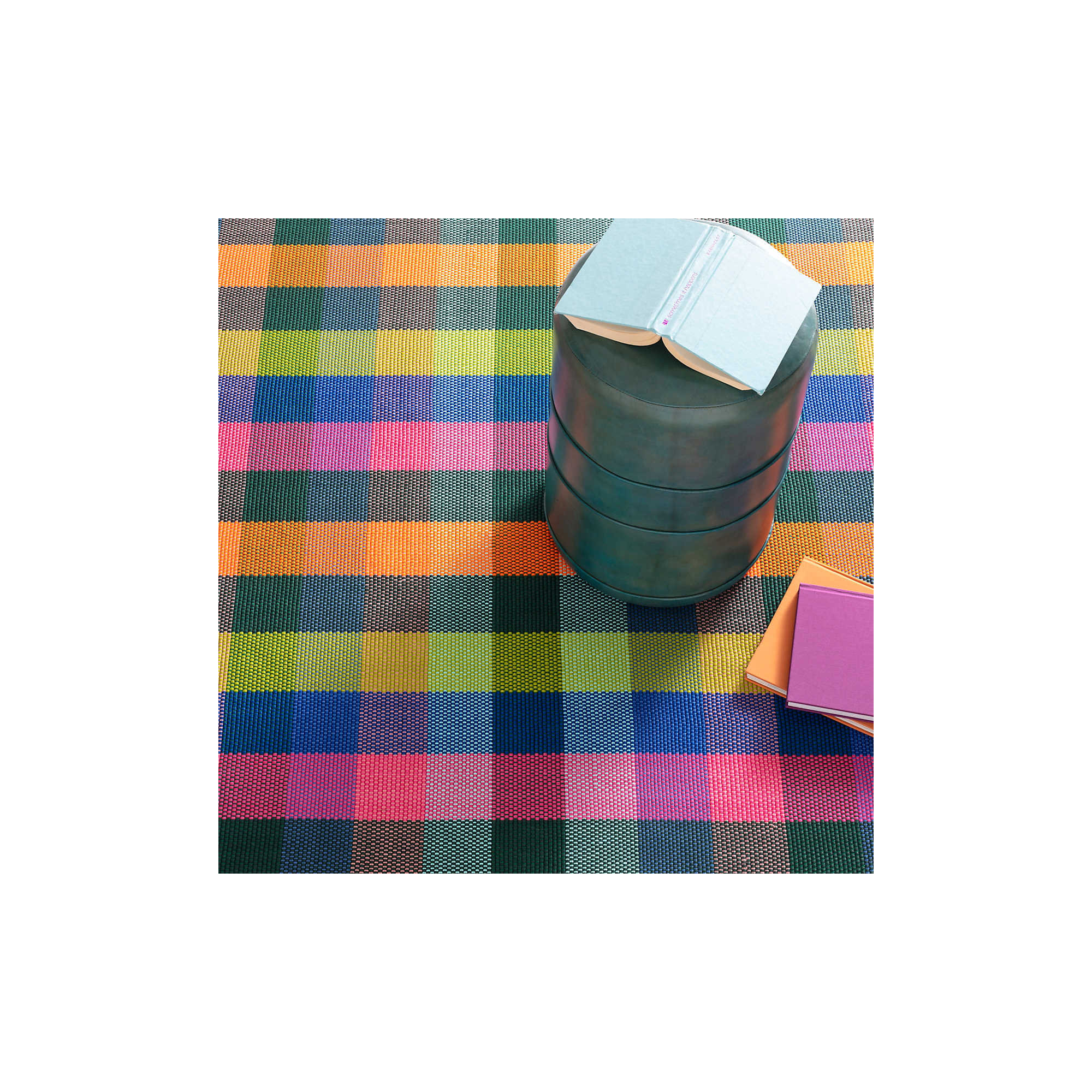 Happy Plaid Multi Handwoven Indoor/Outdoor Rug, Rectangle 3' x 5'
