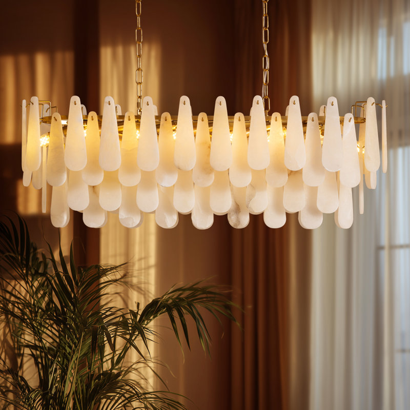 Lustre linéaire en albâtre 40 "ciselé à la main 40"