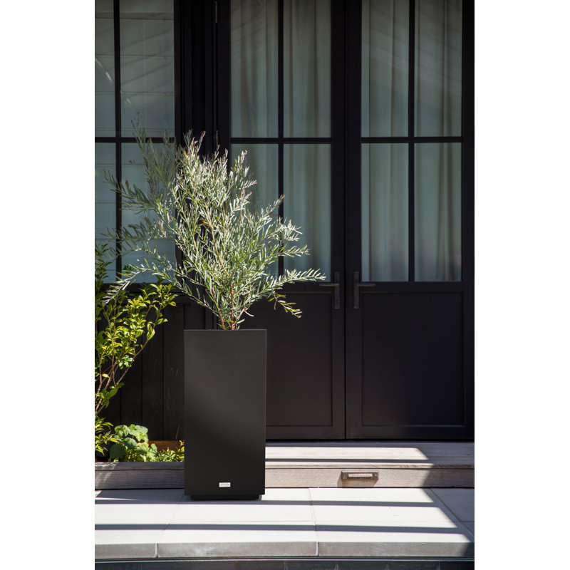 Black Tall Rectangular Plastic Outdoor Planter