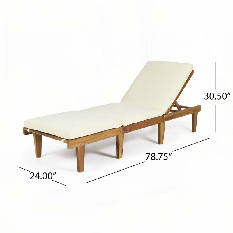 Chaise longue d'extérieur en bois avec coussin