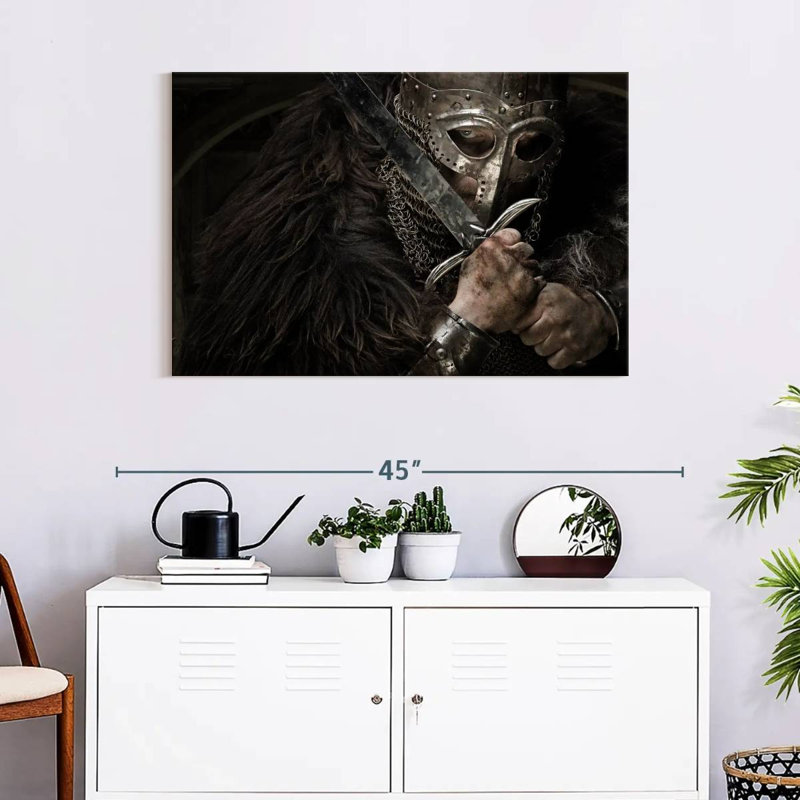 Mait Sword Wielding Viking Warrior, 24'' H x 36'' W