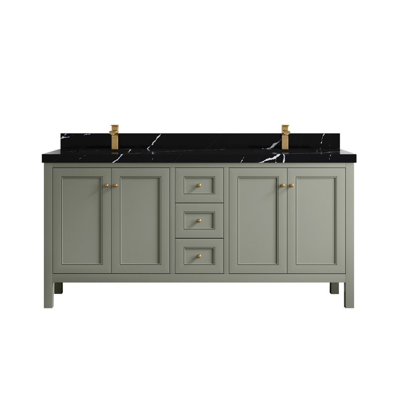 Nashville X P 22 po D Meuble-lavabo double avec 2 po Quartz Calacatta, Vert