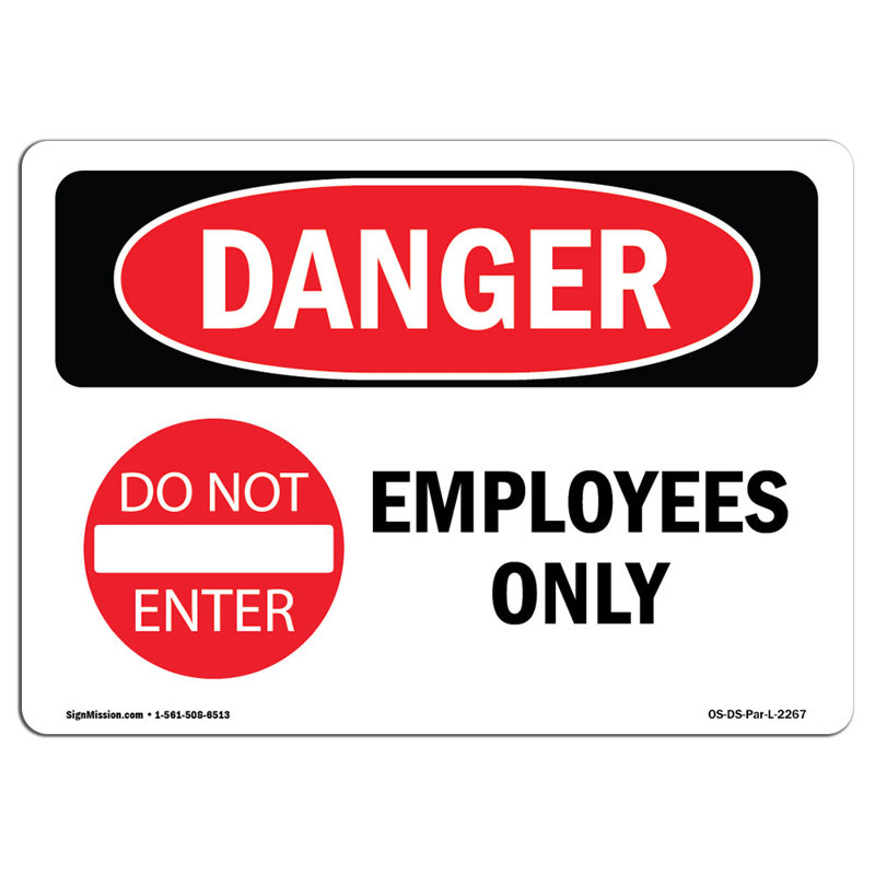 Enseigne en aluminium pour employés seulement 12 x 18, H 12 po x l 18 po x P 0,1 po