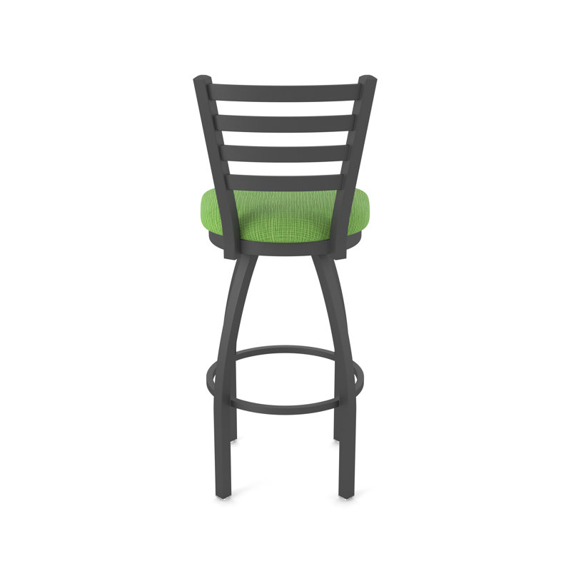 Jackie Swivel Stool, Pewter, Counter Stool (25" Seat Height), Fabric-Graph Parrot