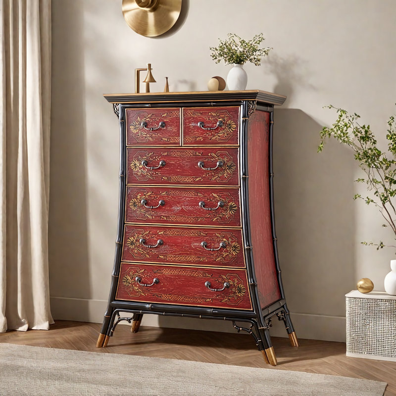 Commode d'appoint simple en bois massif rétro