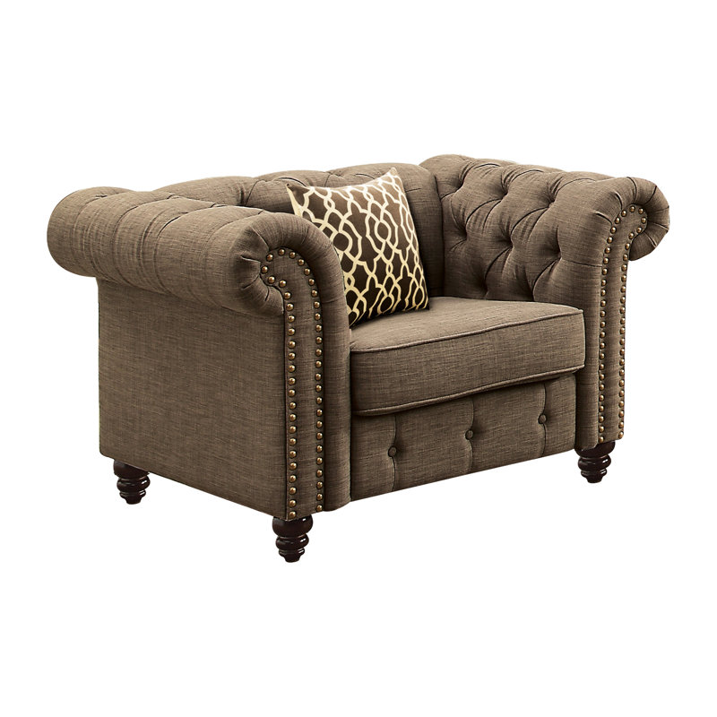 Chaise Comfy Brown avec coussin et coussin de dossier ferme