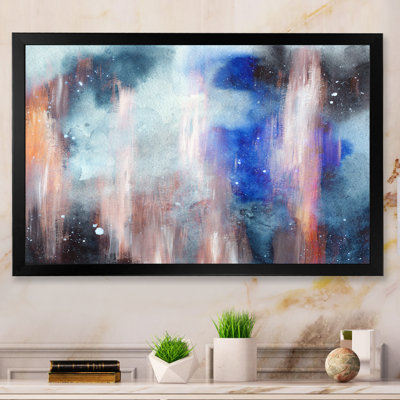 Abstract Blue Liquid Ink Art - Floater Frame Print on Canvas