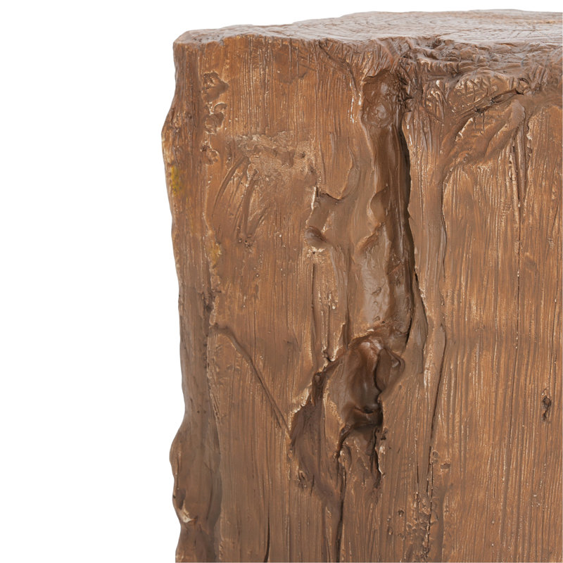 Table d'appoint Mgo3d pour l'intérieur et l'extérieur, fini brun, fabriquée en oxyde de magnésium résistant aux intempéries, imperméable et imputrescible, sans formaldéhyde, surface lisse, aspect bois naturel.