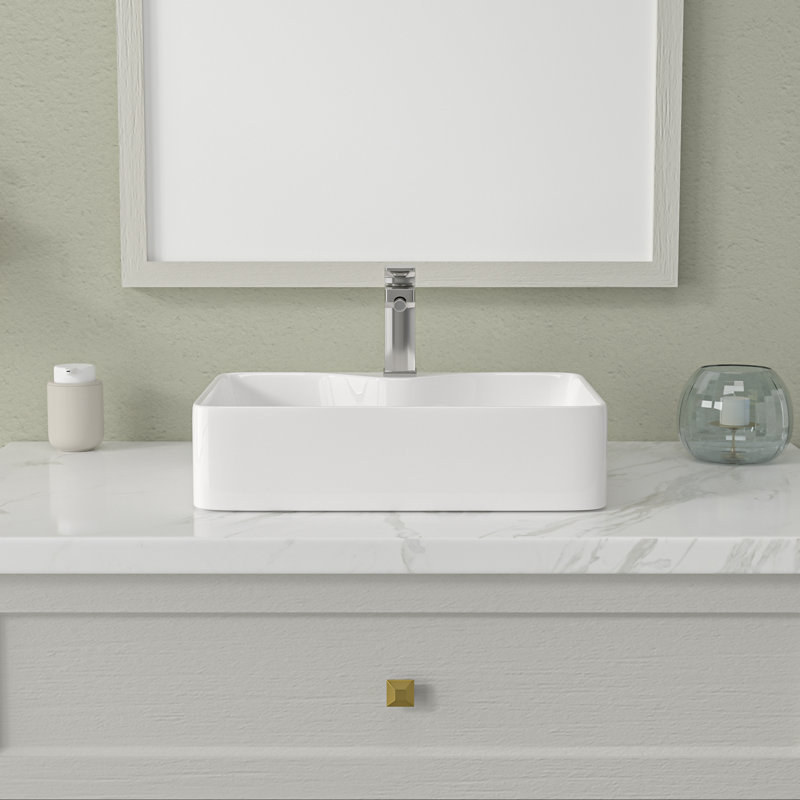 Lavabo vasque rectangulaire en céramique avec trou pour robinet L 19 po x l 15 po, 19"L x 15"W