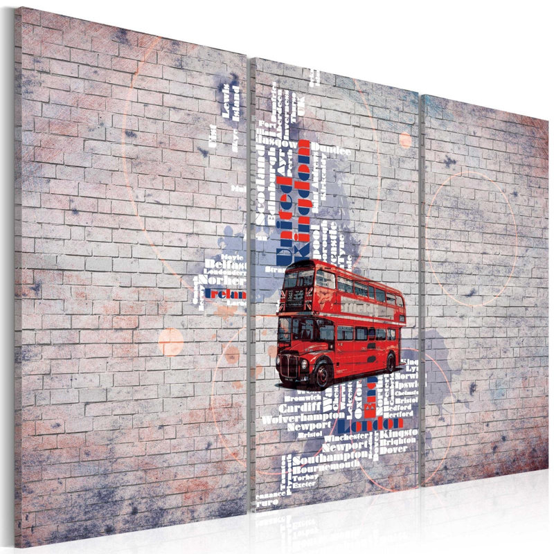 Autour de la Grande-Bretagne sur toile, ensemble de 3 pièces, H 16 po x l 24 po x P 0,7 po