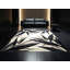 Tapis gris doux et moelleux à motif d'étoiles tropicales Temaraia Heliconia - reliure grise-69940061