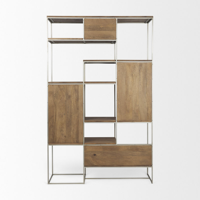 Pawnee Bookcase, Brown/Silver