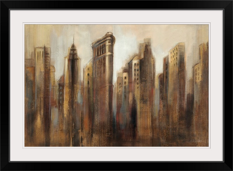 «Flatiron Skyline» par Aniessa, reproduction d'art, H 20 po x l 26 po x P 1 po, Cadre noir