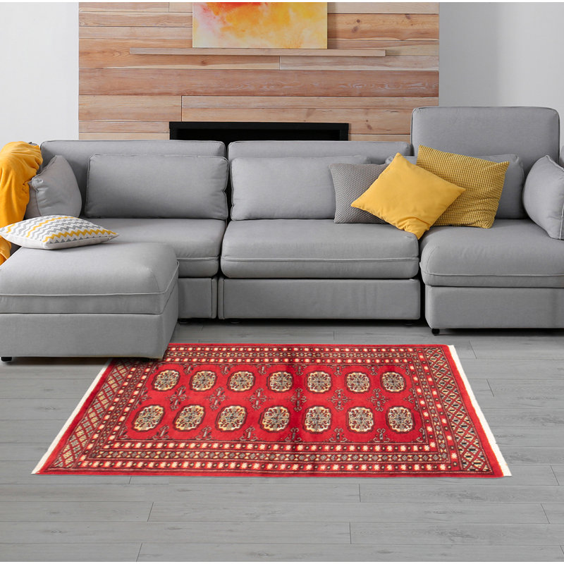 Tapis rouge Malechi Peshawar Bokhara 2 pi 7 po x 4 pi 2 po