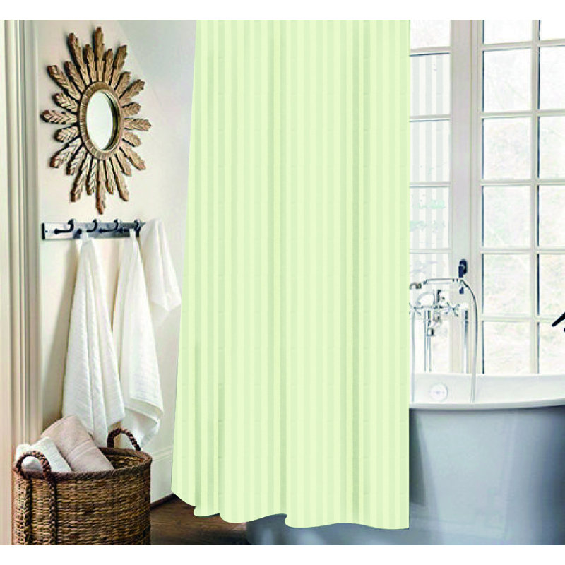 Carson Striped Shower Curtain with Hooks Included, 70" H x 72" W, Ivory