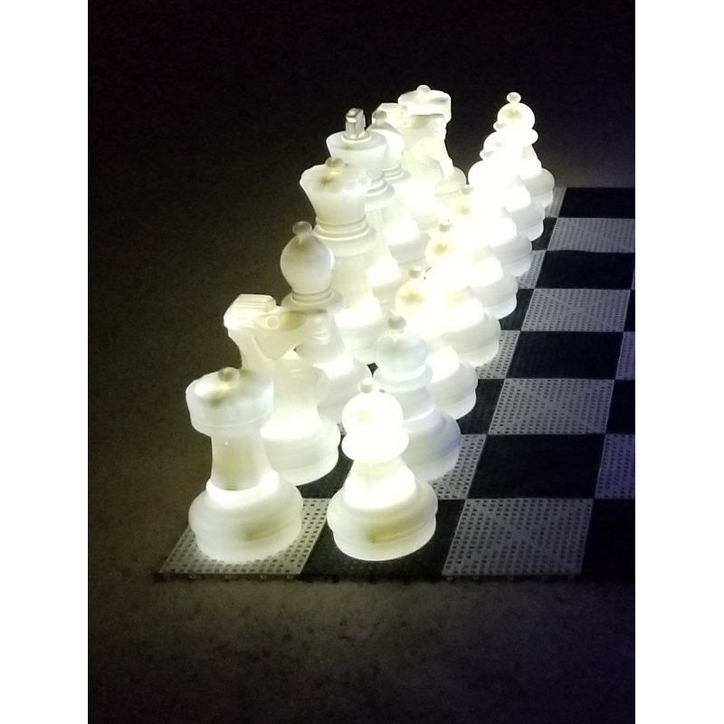 25" Tall Light-Up Giant Chess Set - Day/Night Set - White Side Illuminates White