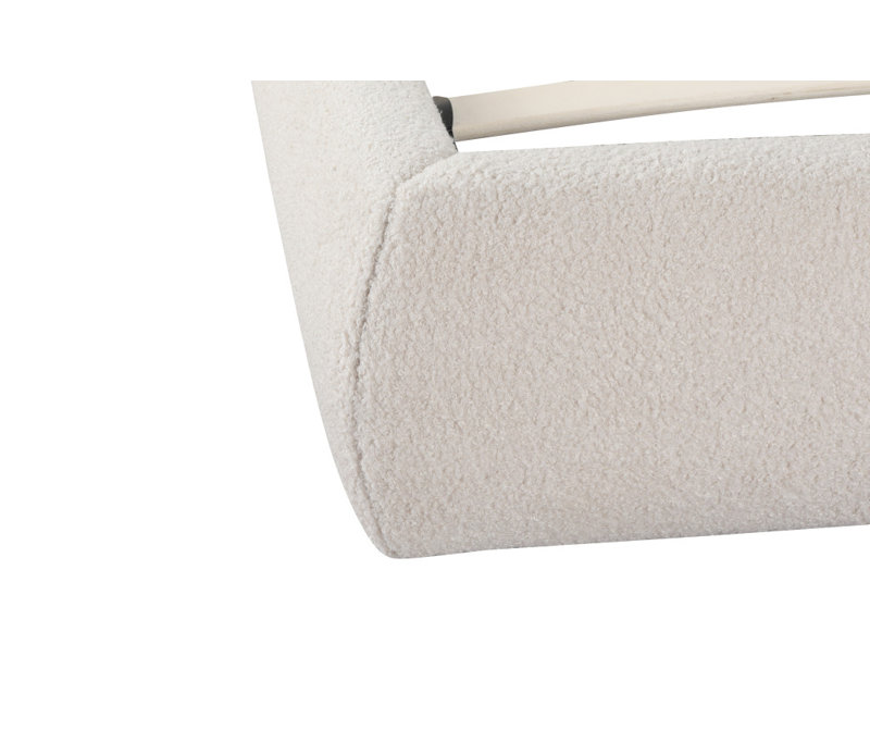 Beige Tufted Boucle Queen Bed Frame