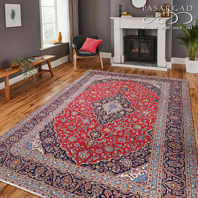 Red Fine Hand knotted Persian Kashan 8'1"X 12'5"