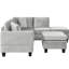 Canapé modulaire gris de 105 po avec rangement et méridienne réversible, 2 porte-gobelets décoratifs, convient au décor d'un salon d'appoint, revêtement en velours, utilisation intérieure en forme de L dans divers espaces, ressort confortable