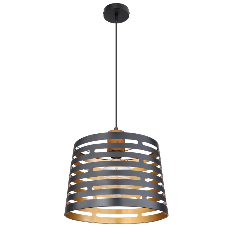 Pantanella 1 - Light Black Drum Pendant, 140cm H x 10cm W x 10cm D