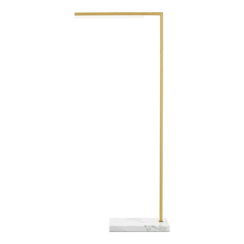 Klee LED Task Floor Lamp, Natural Brass / White Marble