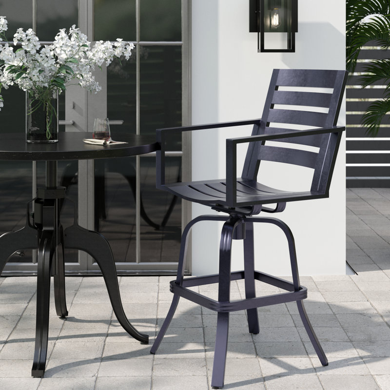 Adelynn Metal Outdoor Stool, Black