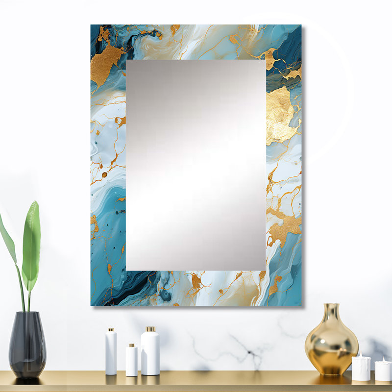 Or artistique Elegance Marble Grace - miroir en marbre, miroir mural décoratif abstrait, impression d'art en métal