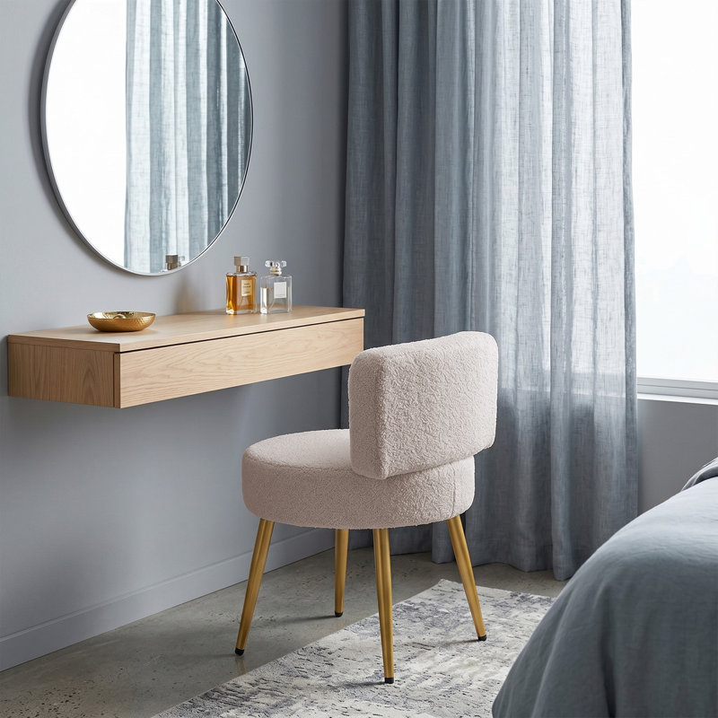 Solid Wood Accent Stool, Oatmeal
