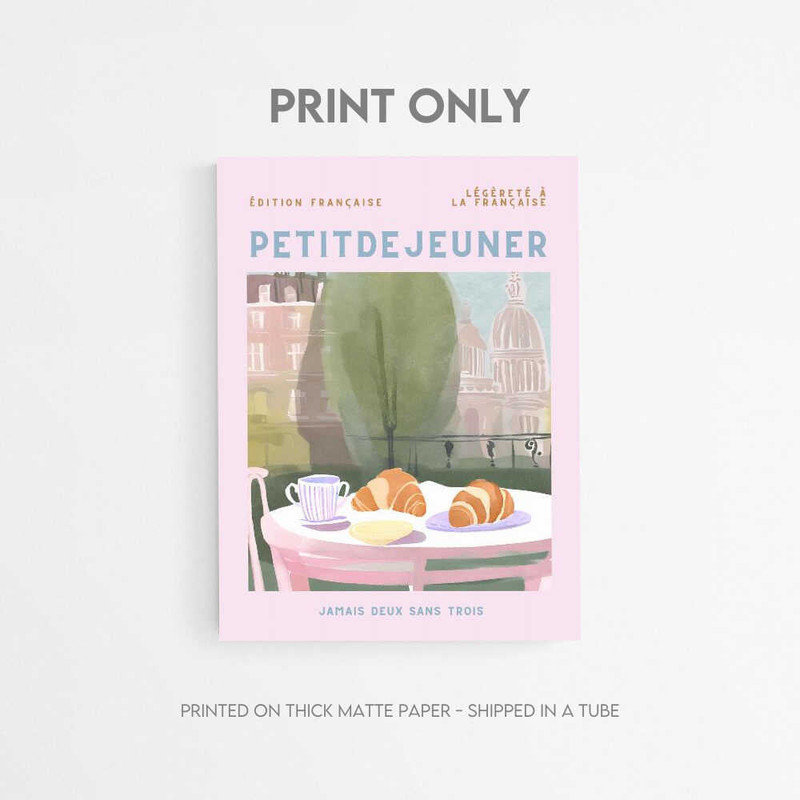Parisian Balcony Art Print: Charming Breakfast Scene