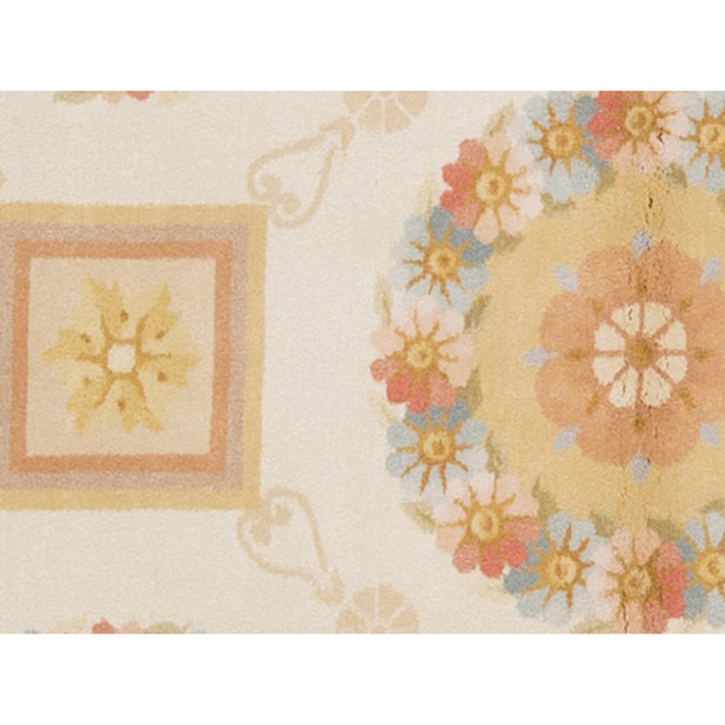 Hand-Knotted High-Quality Ivory and Gold Area Rug